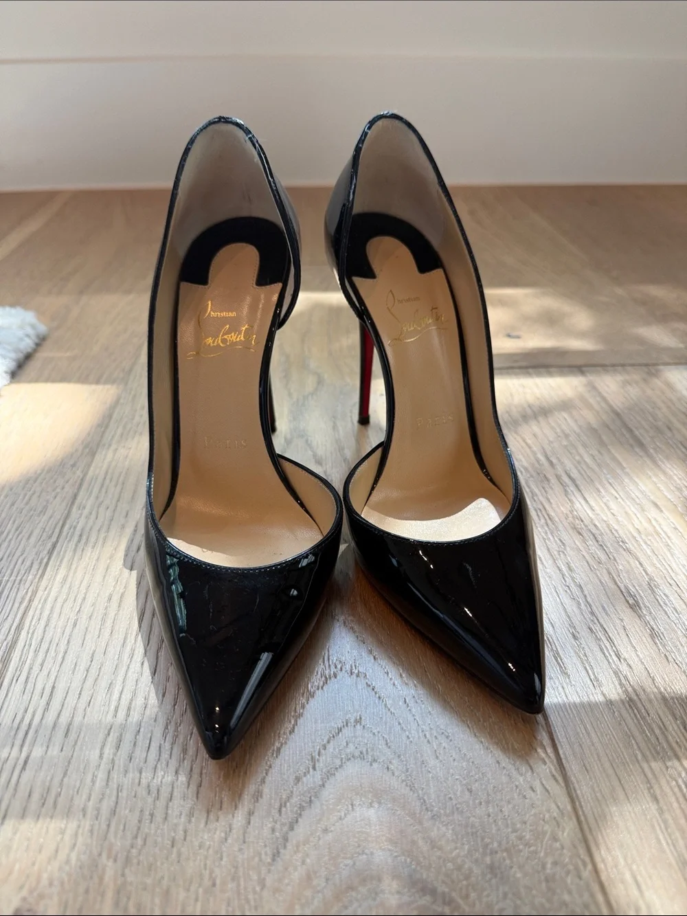 Christian Louboutin Iriza 100mm Black Patent Pointed Stiletto Pumps